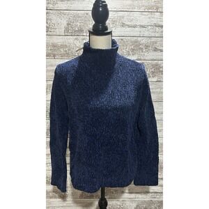 Vintage New York‎ And Company Cowl Neck Knit Sweater Blue Black Heathered Large